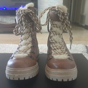 Circus By Sam Edelman Brown Fur-Lined Leather Women's Boots Size 8